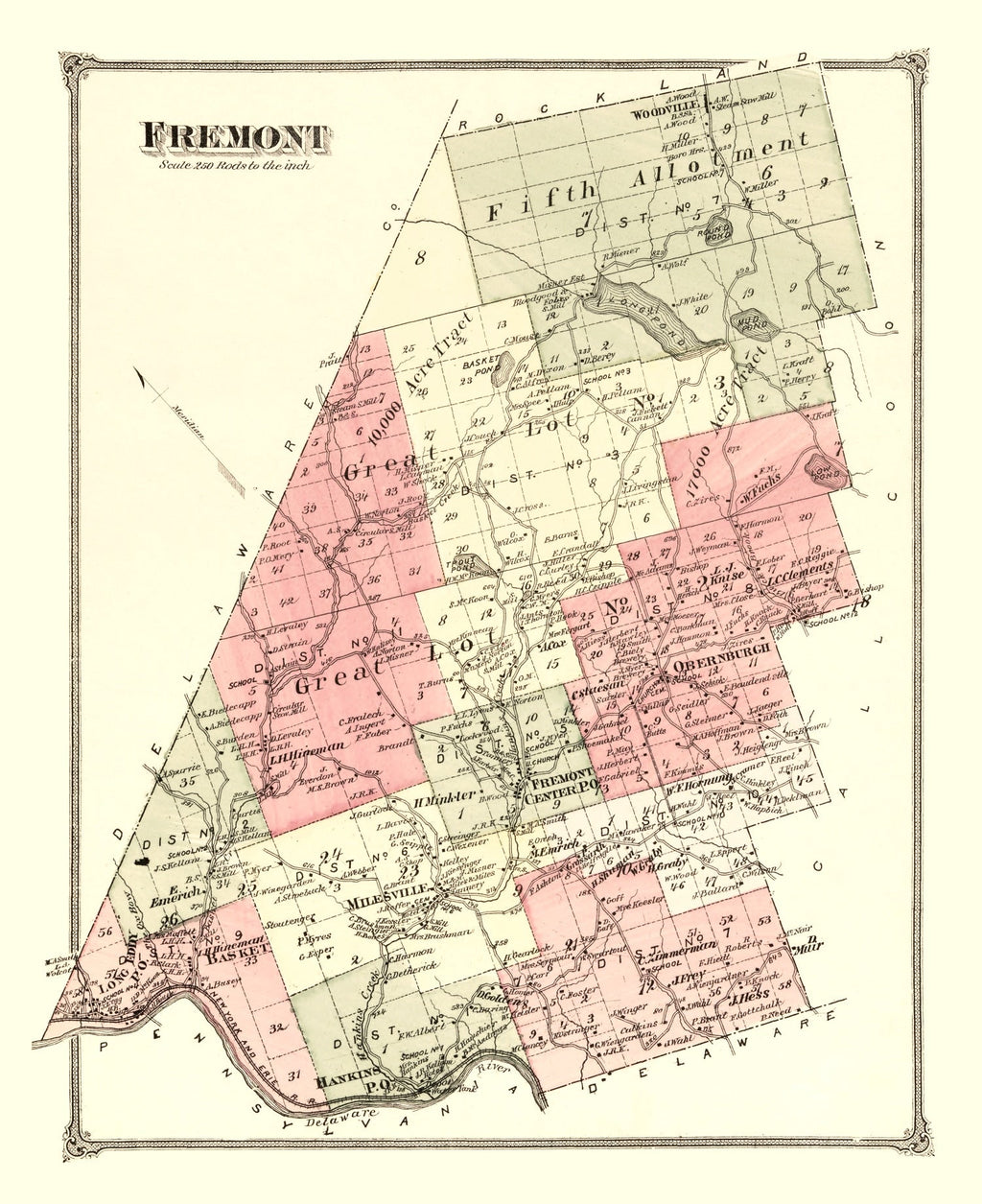 Vintage Map of Fremont Township, Sullivan County, New York 1875