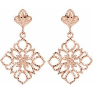 14K Rose Gold Accented Dangle Earring Mounting – image 2
