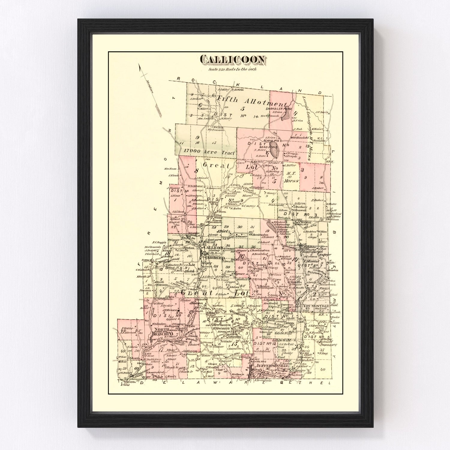 Vintage Map of Callicoon Township, Sullivan County, New York 1875