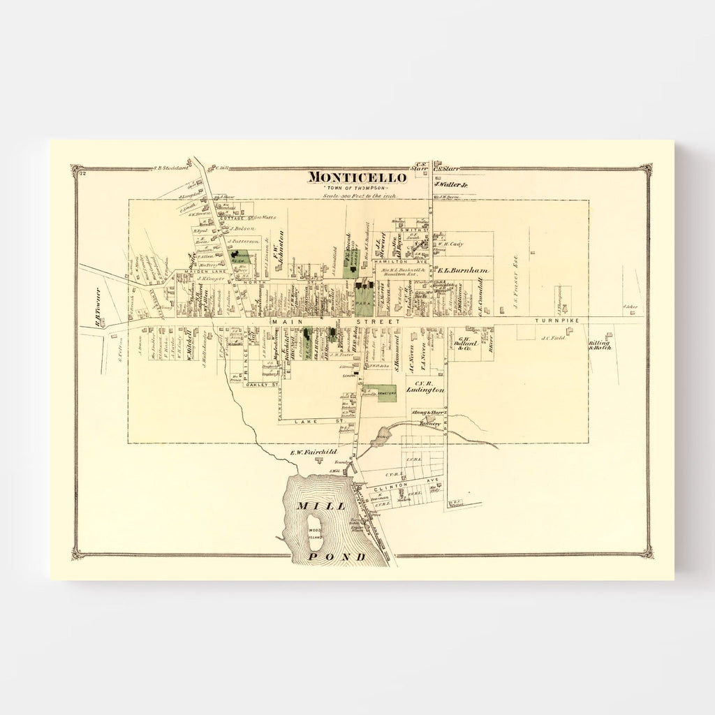 Vintage Map of Monticello Township, Sullivan County, New York 1875