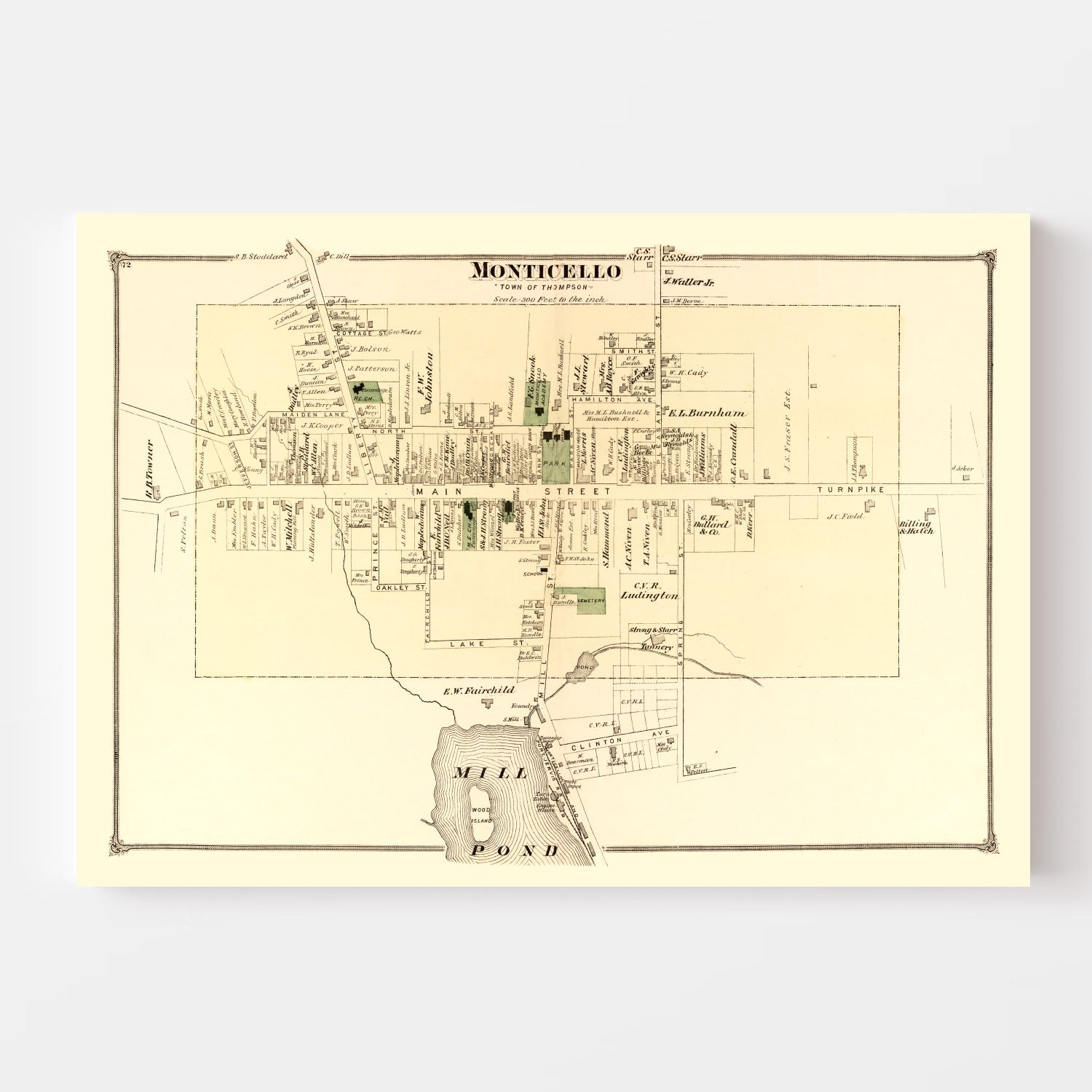 Vintage Map of Monticello Township, Sullivan County, New York 1875