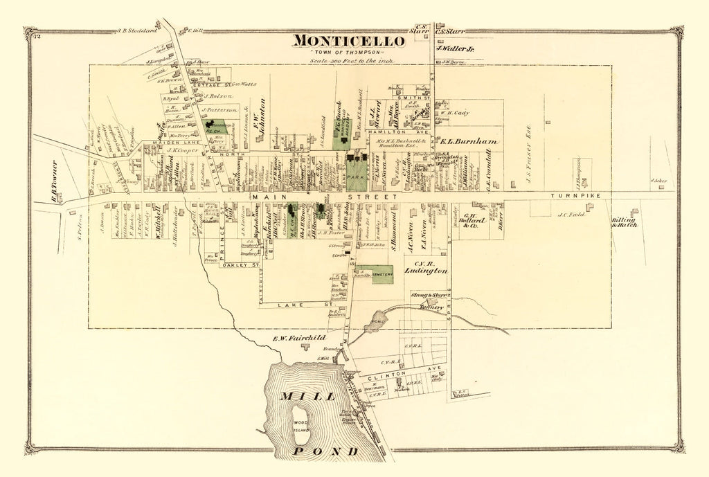 Vintage Map of Monticello Township, Sullivan County, New York 1875