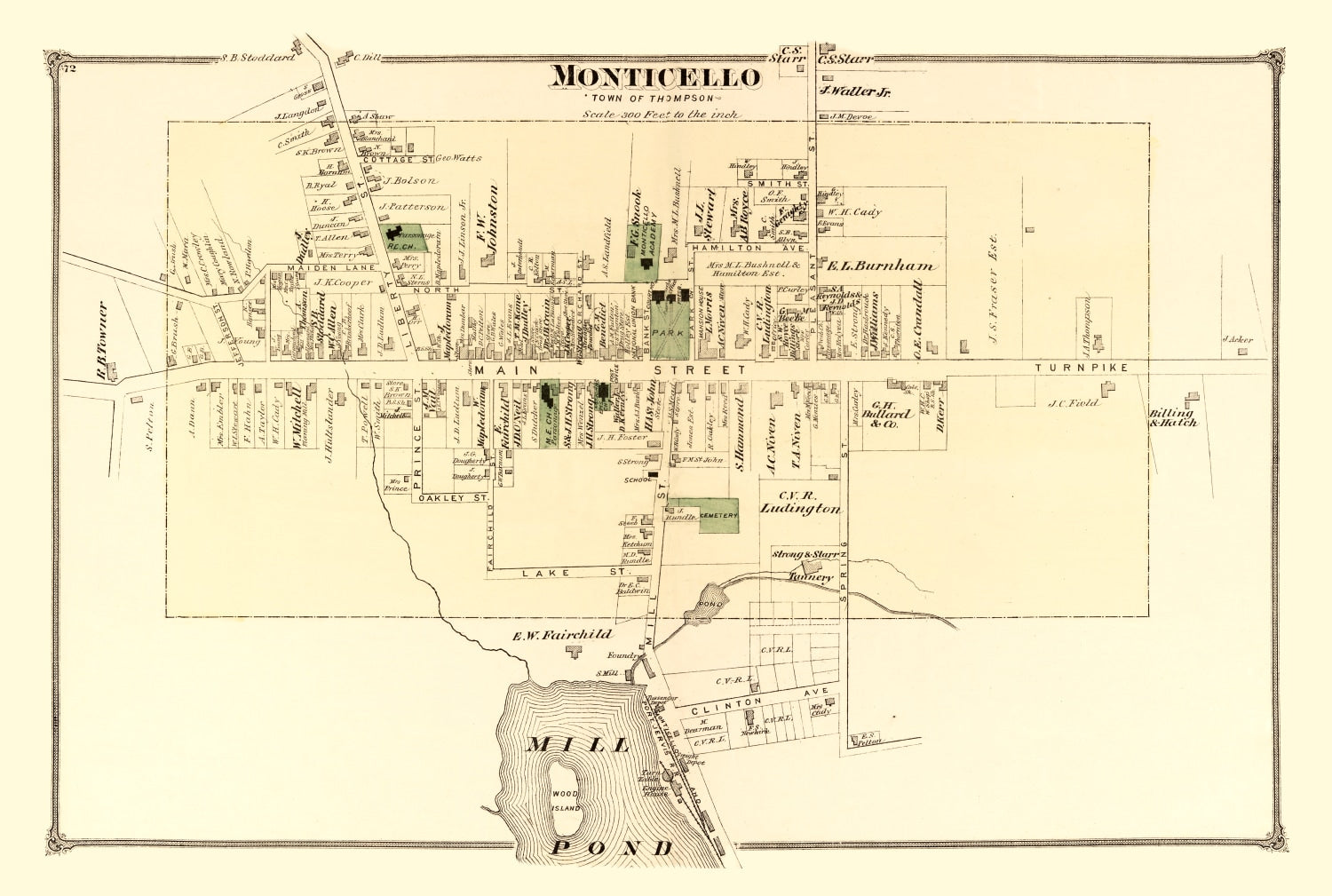 Vintage Map of Monticello Township, Sullivan County, New York 1875