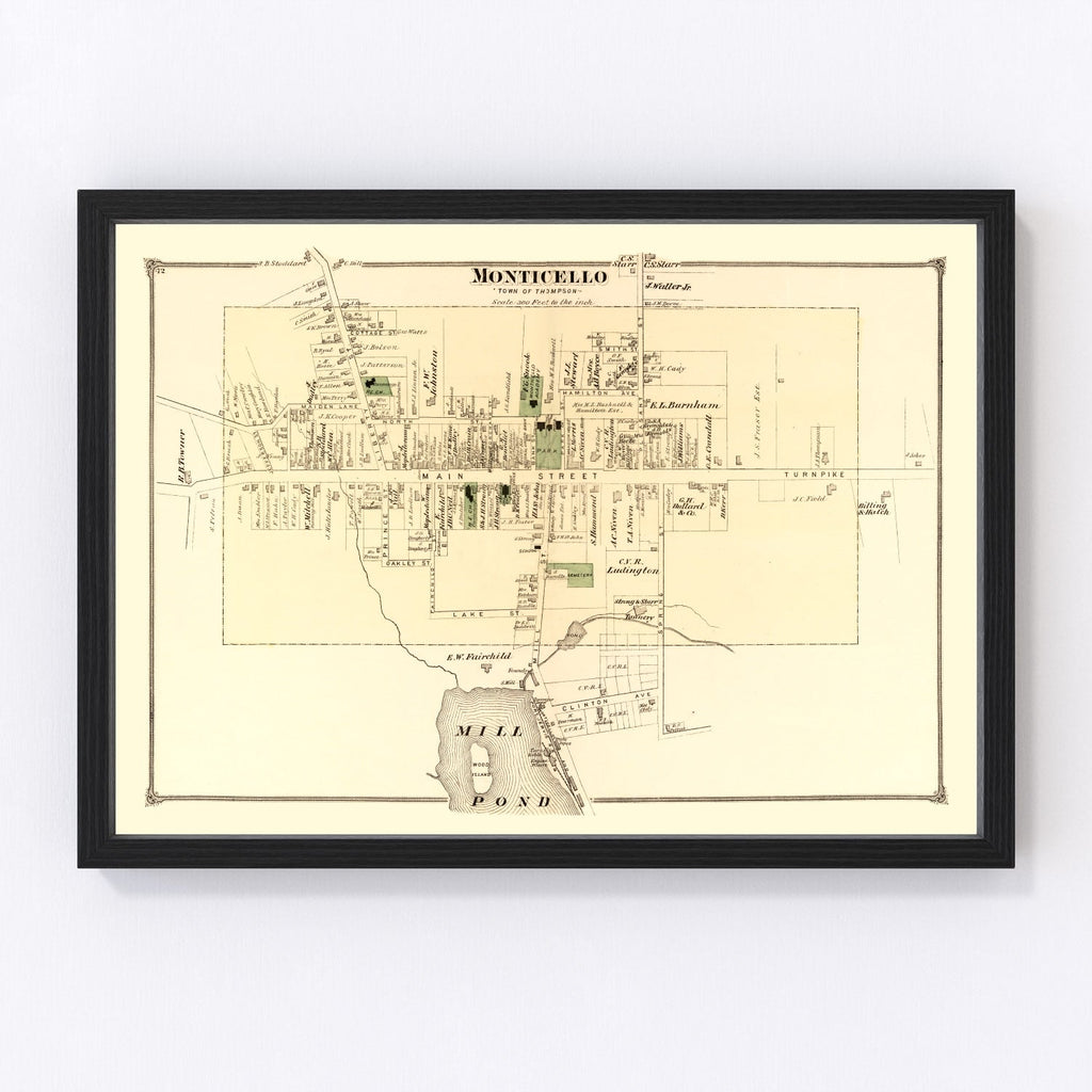 Vintage Map of Monticello Township, Sullivan County, New York 1875