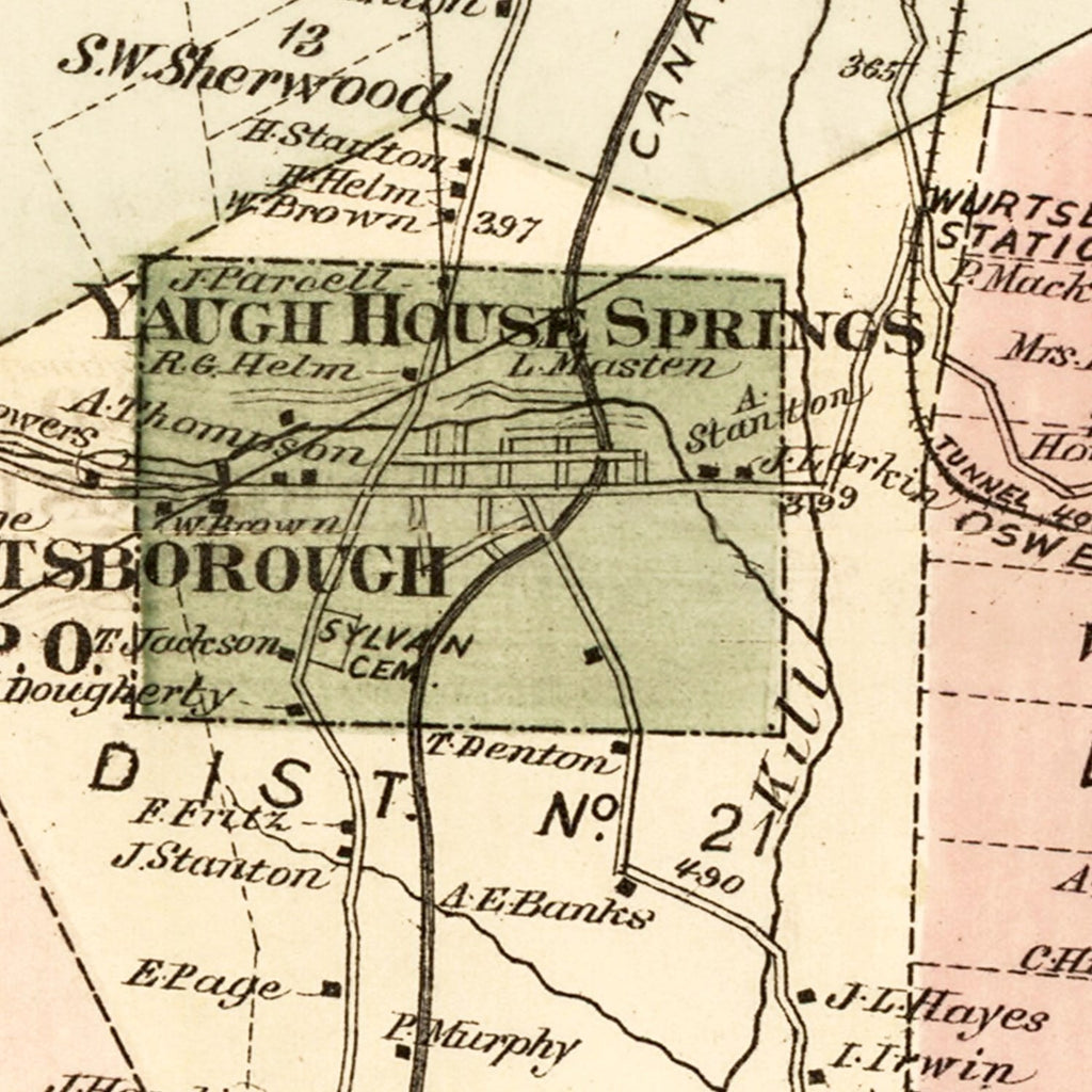 Vintage Map of Mamakating Township, Sullivan County, New York 1875