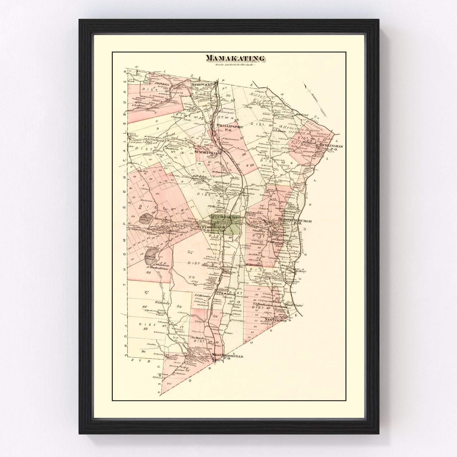 Vintage Map of Mamakating Township, Sullivan County, New York 1875