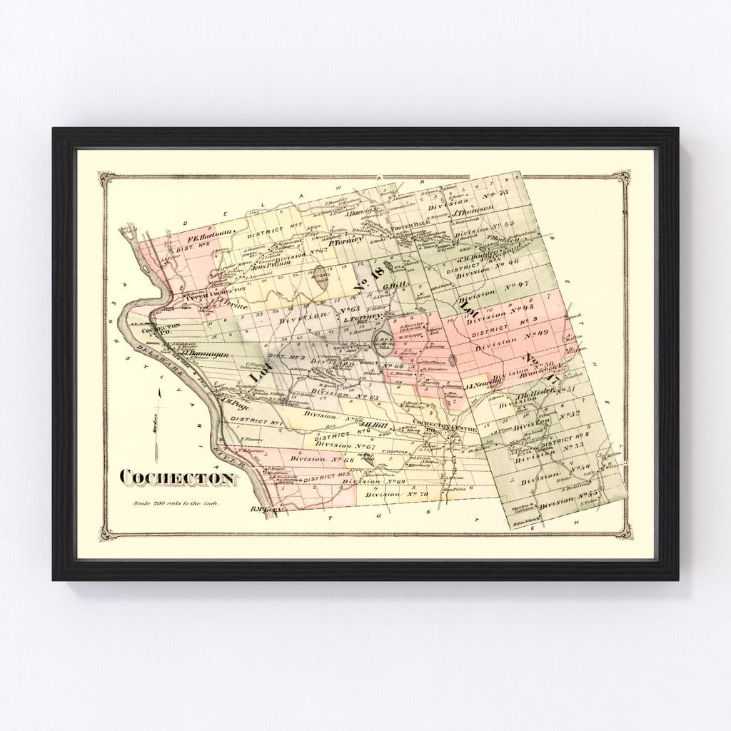 Vintage Map of Cochecton Township, Sullivan County, New York 1875
