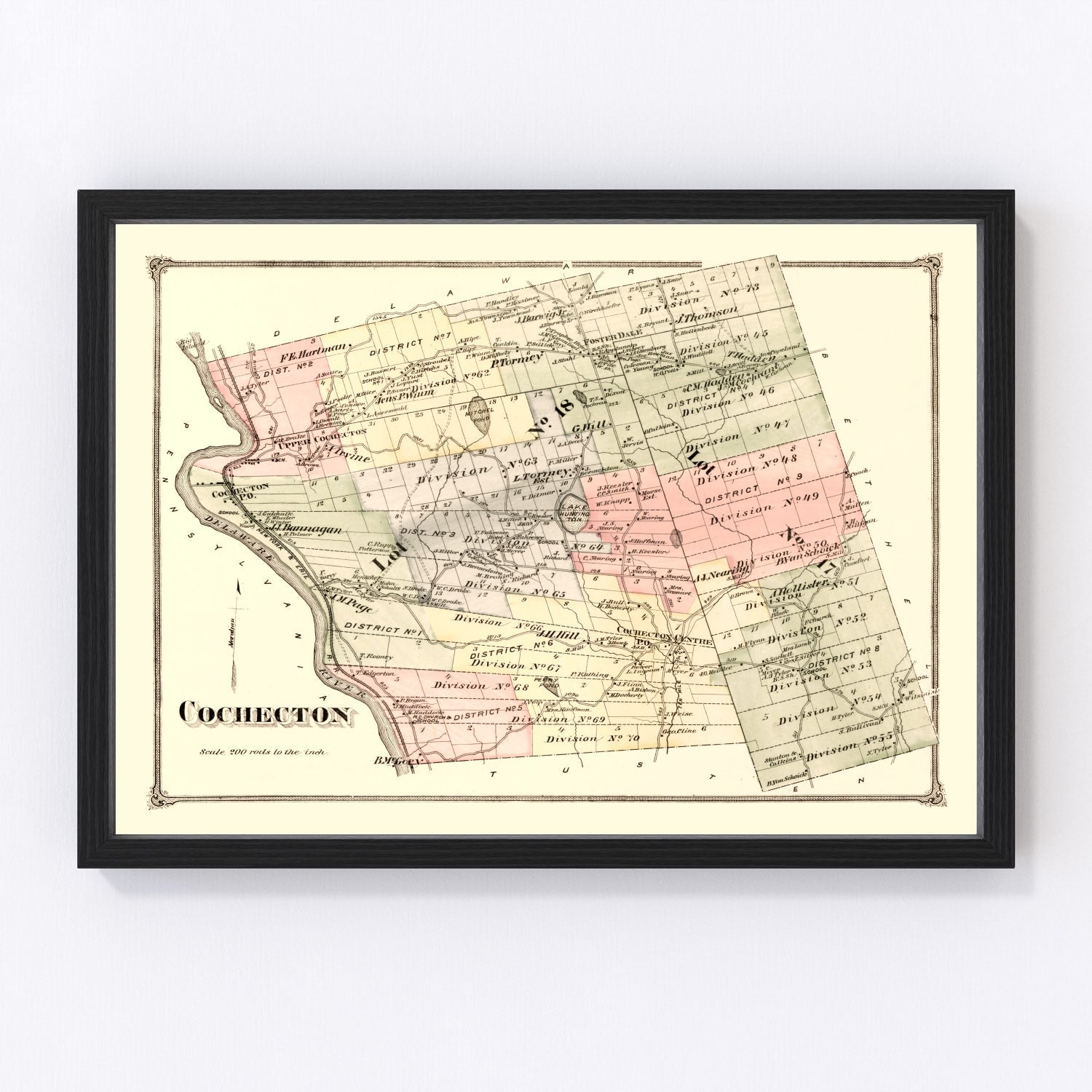 Vintage Map of Cochecton Township, Sullivan County, New York 1875