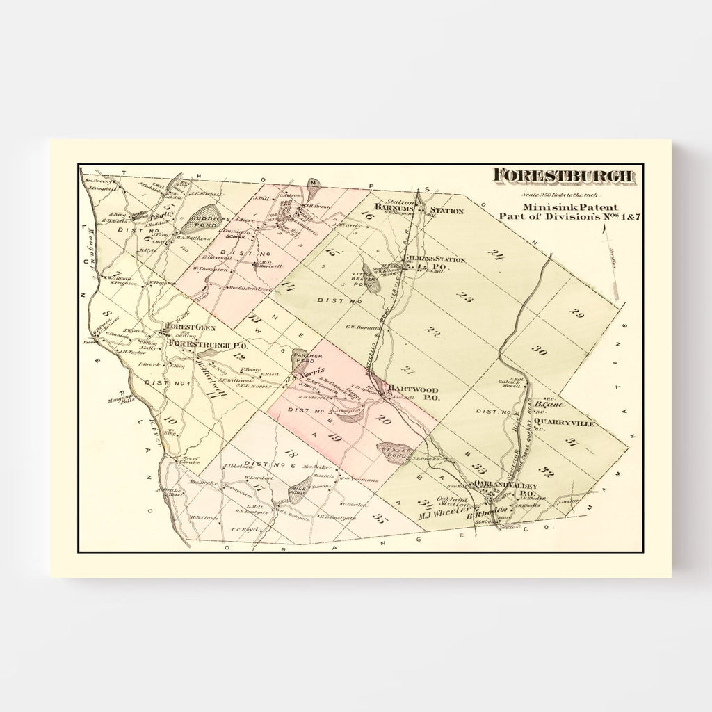 Vintage Map of Forestburgh Township, Sullivan County, New York 1875
