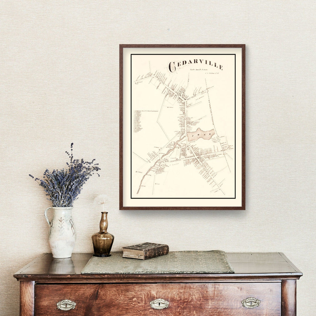 Vintage Map of Cedarville, New Jersey 1876