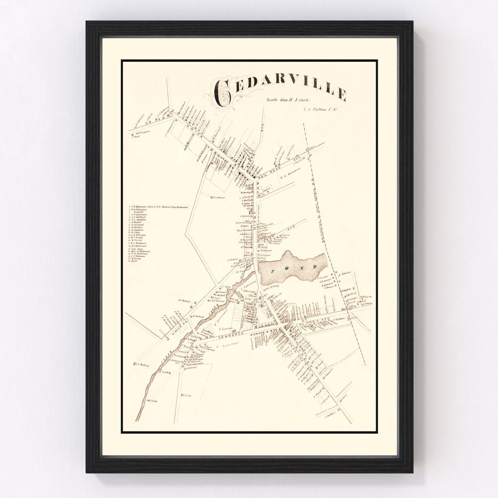 Vintage Map of Cedarville, New Jersey 1876