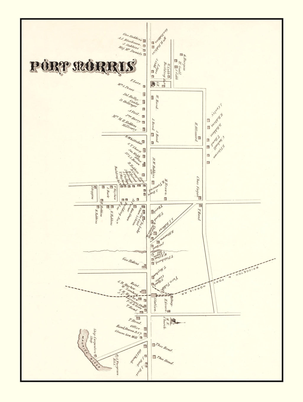 Vintage Map of Port Morris, New Jersey 1876