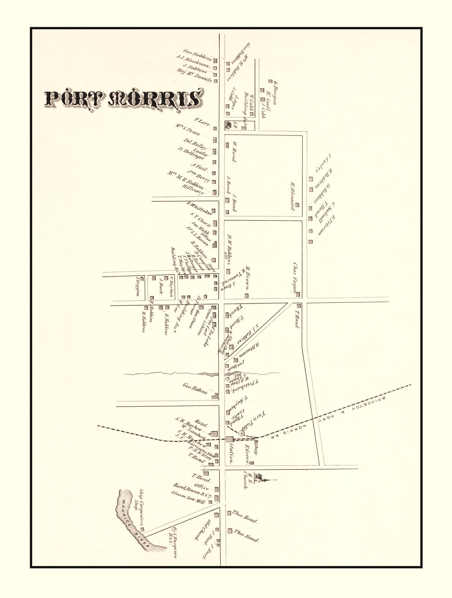 Vintage Map of Port Morris, New Jersey 1876