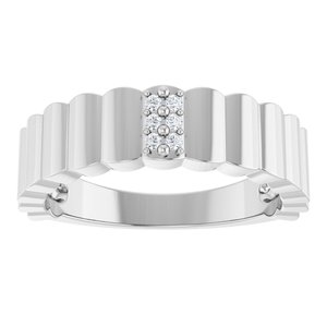 14K White Gold .04 CTW Natural Diamond Cigar Ring