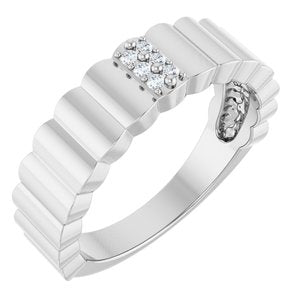 14K White Gold .04 CTW Natural Diamond Cigar Ring