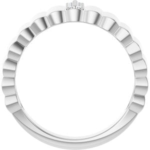 14K White Gold .04 CTW Natural Diamond Cigar Ring