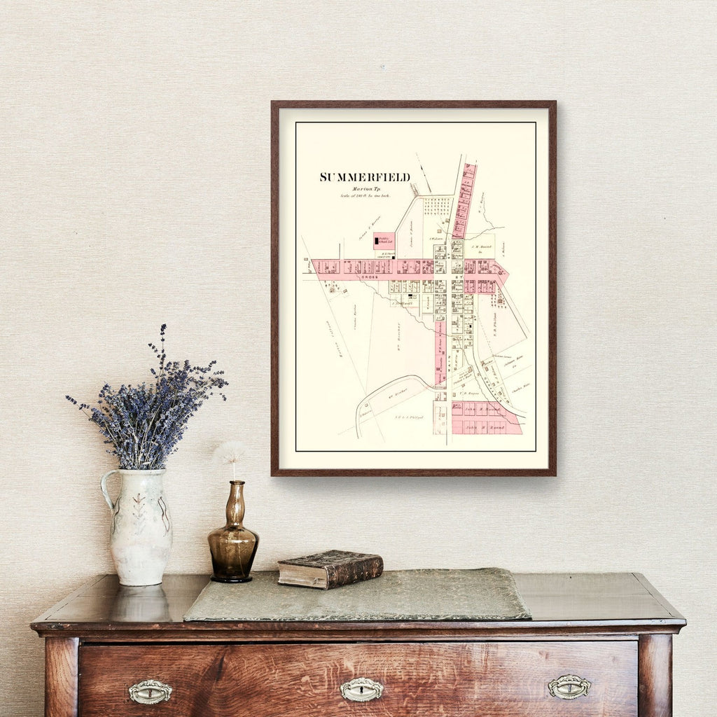 Vintage Map of Summerfield, Ohio 1876