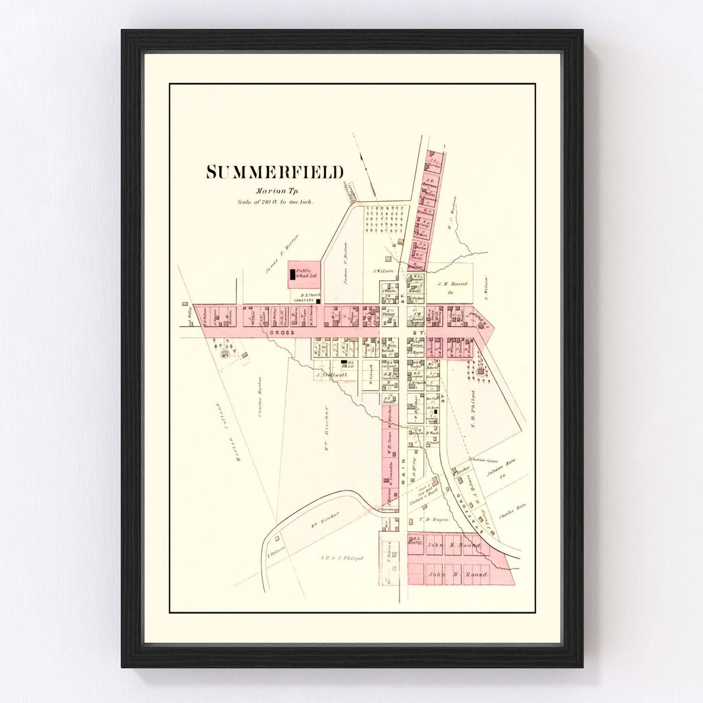 Vintage Map of Summerfield, Ohio 1876
