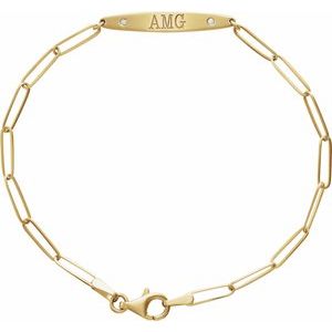14K Yellow Gold Engravable Curved Bar 7" Bracelet Mounting – image 3