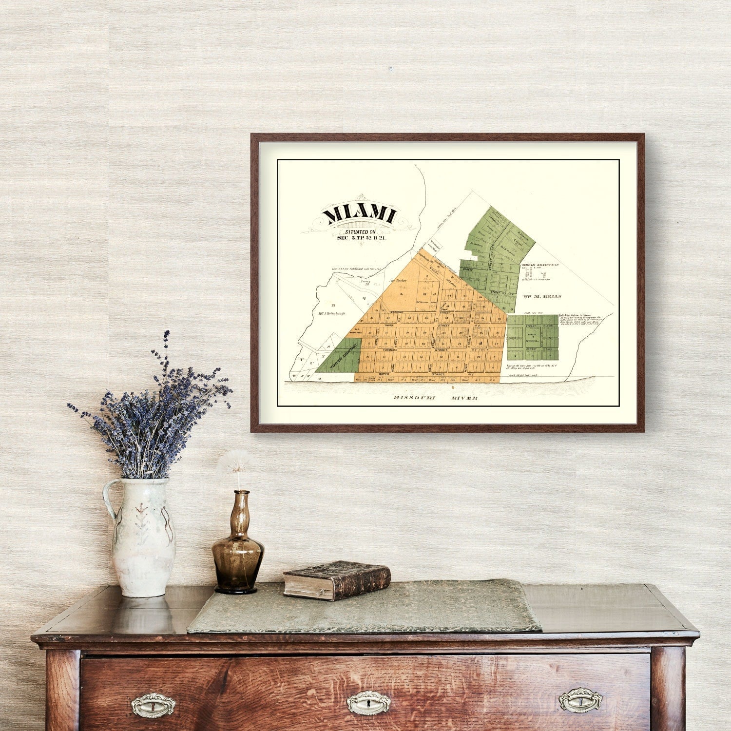 Vintage Map of Miami Township, Saline County, Missouri 1876