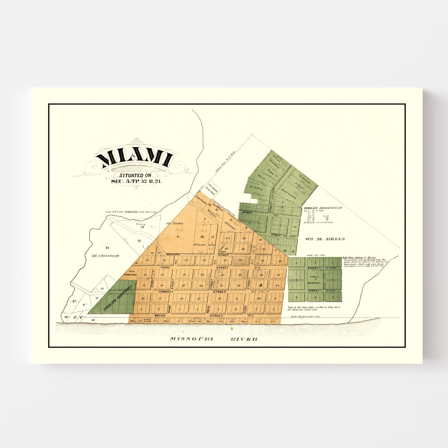 Vintage Map of Miami Township, Saline County, Missouri 1876