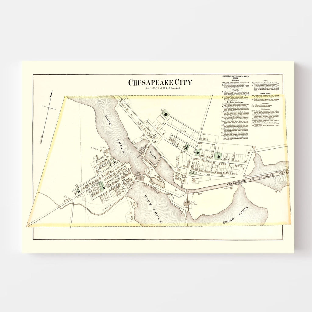 Vintage Map of Chesapeake, Maryland 1877
