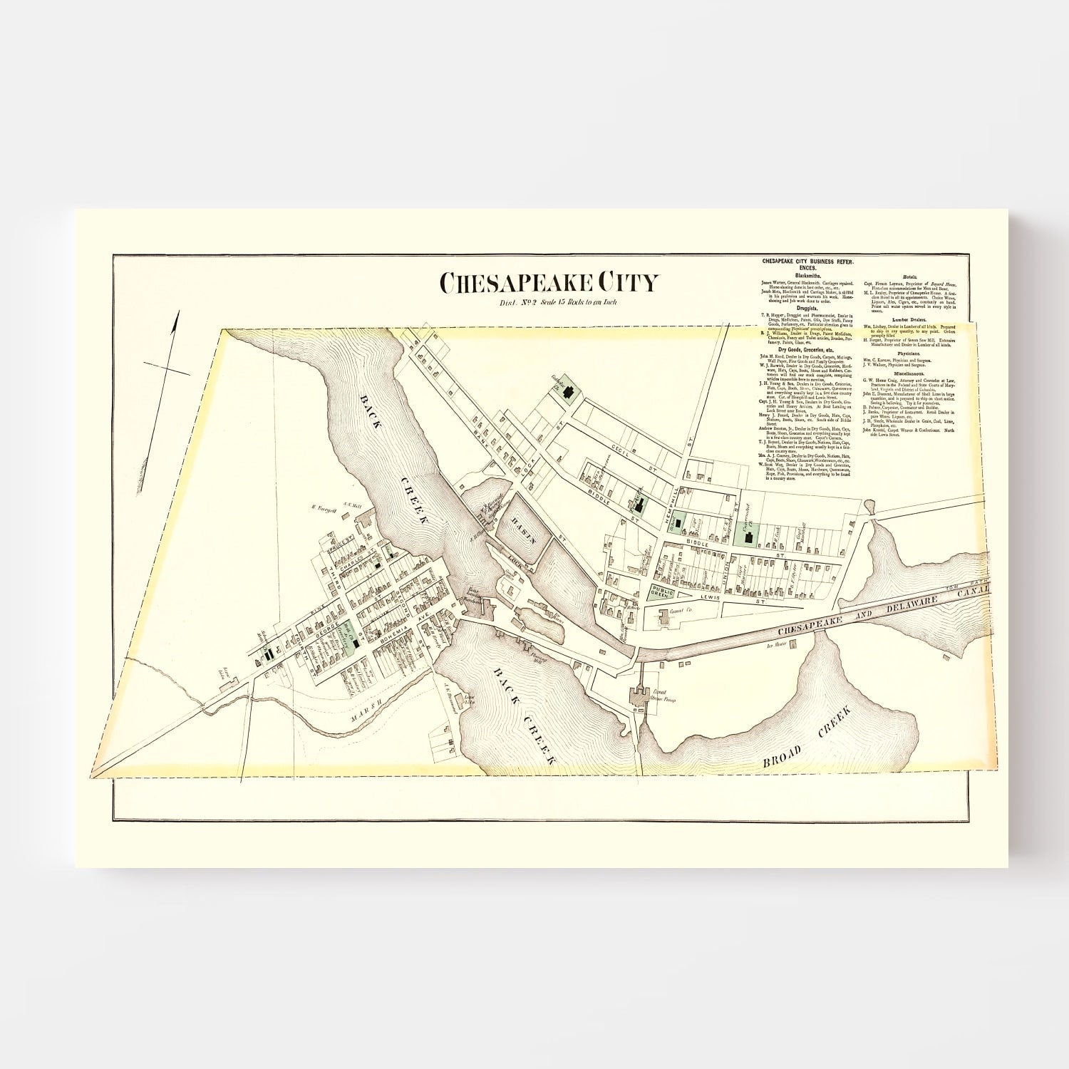Vintage Map of Chesapeake, Maryland 1877