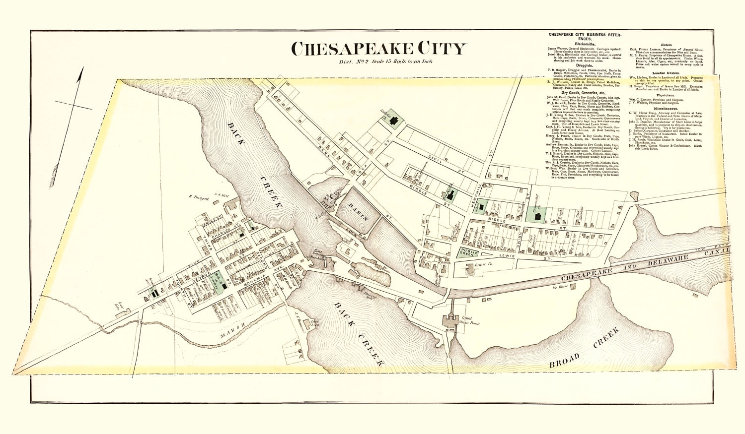 Vintage Map of Chesapeake, Maryland 1877