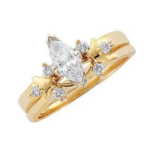 14K Yellow 1/8 CTW Natural Diamond Wrap-Style Ring Enhancer