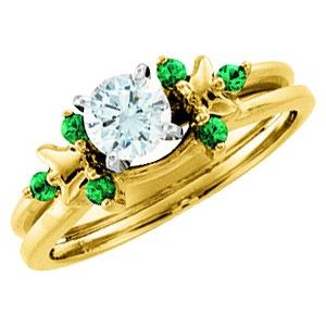 14K Yellow Natural Emerald Wrap-Style Ring Enhancer