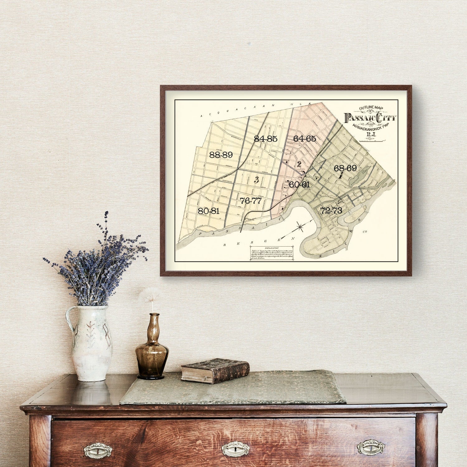 Vintage Map of Passaic, New Jersey 1877