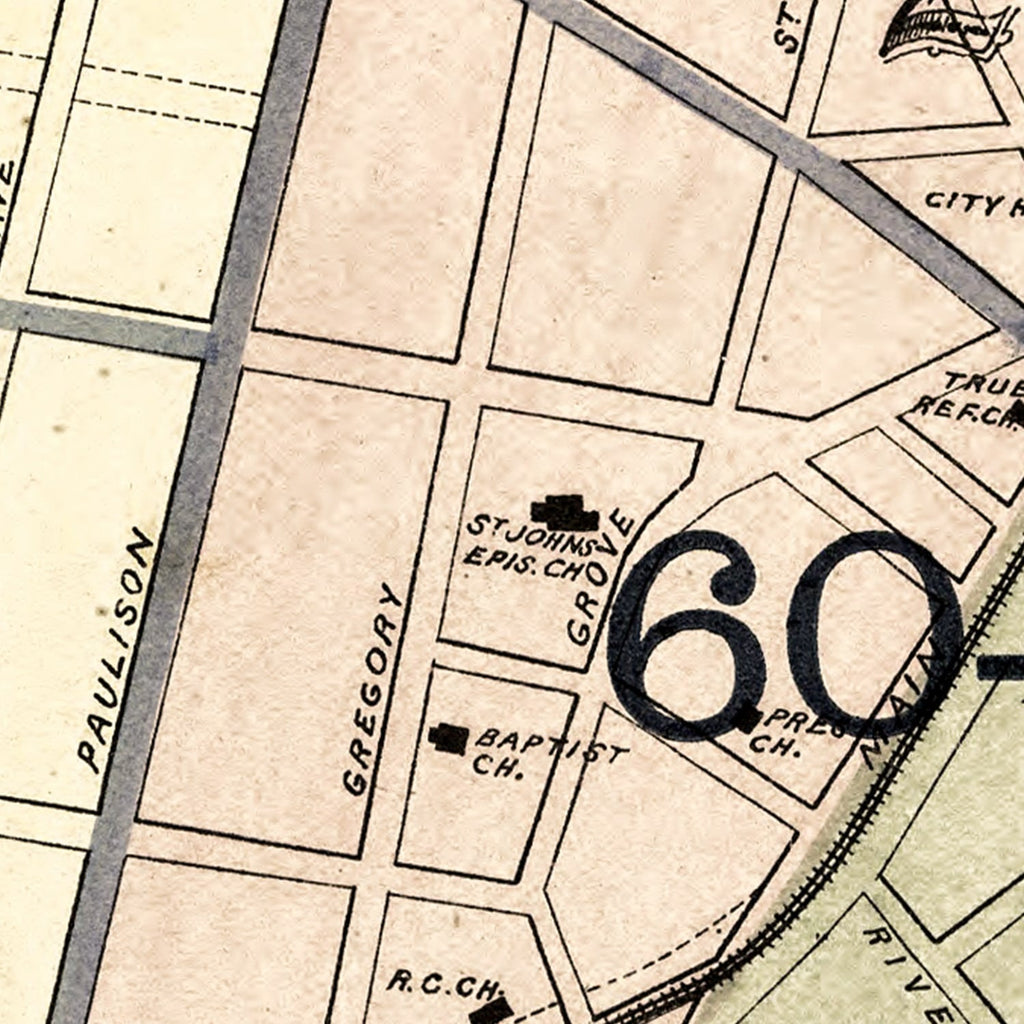 Vintage Map of Passaic, New Jersey 1877