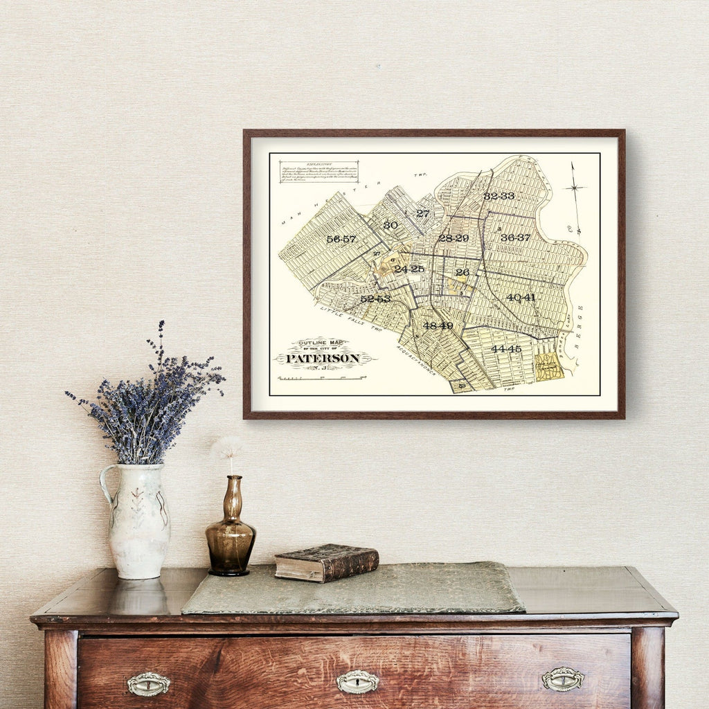 Vintage Map of Paterson, New Jersey 1877