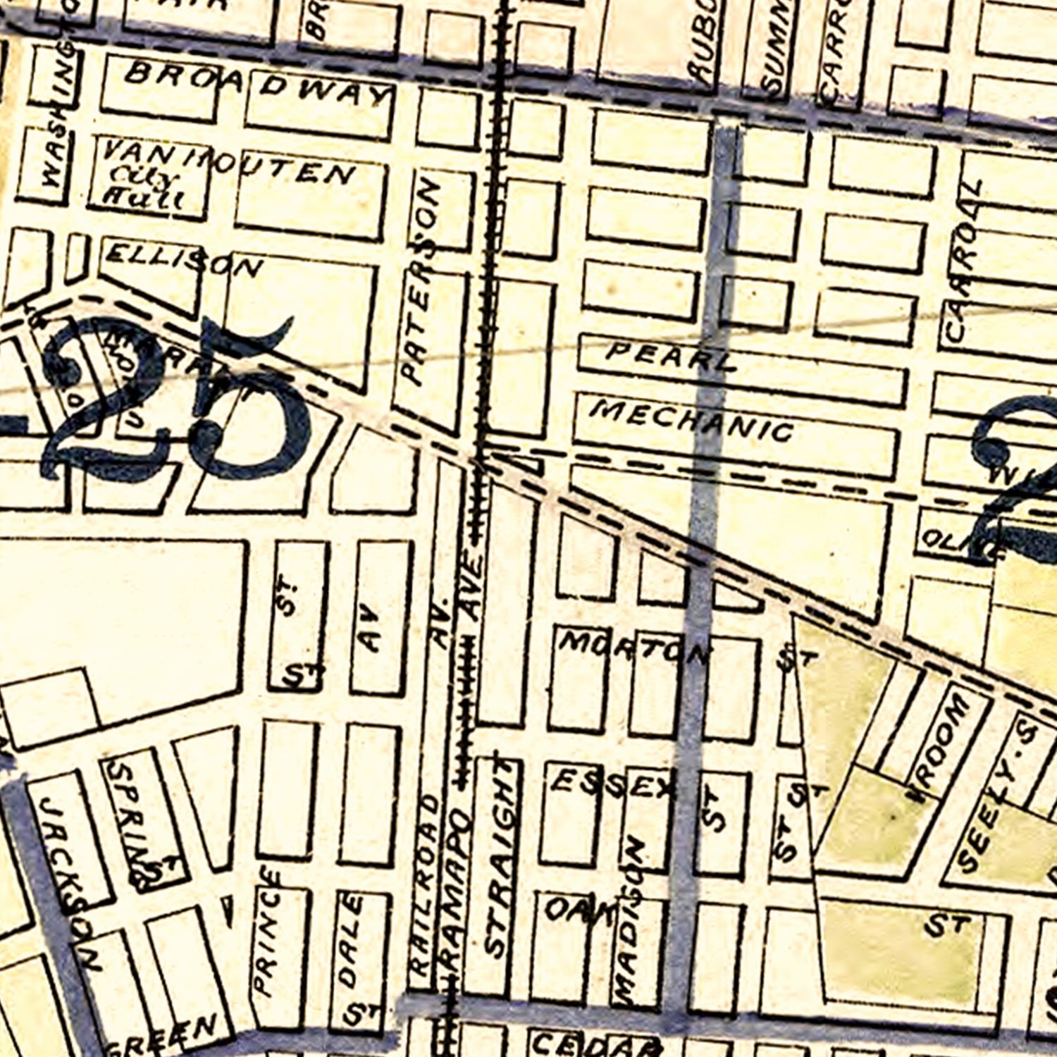 Vintage Map of Paterson, New Jersey 1877