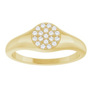 14K Yellow Gold 1/8 CTW Natural Diamond Pave Signet Ring