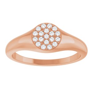 14K Rose Gold 1/8 CTW Natural Diamond Pave Signet Ring