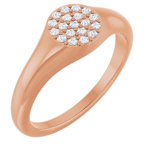 14K Rose Gold 1/8 CTW Natural Diamond Pave Signet Ring