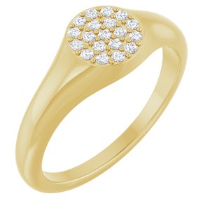 14K Yellow Gold 1/8 CTW Natural Diamond Pave Signet Ring