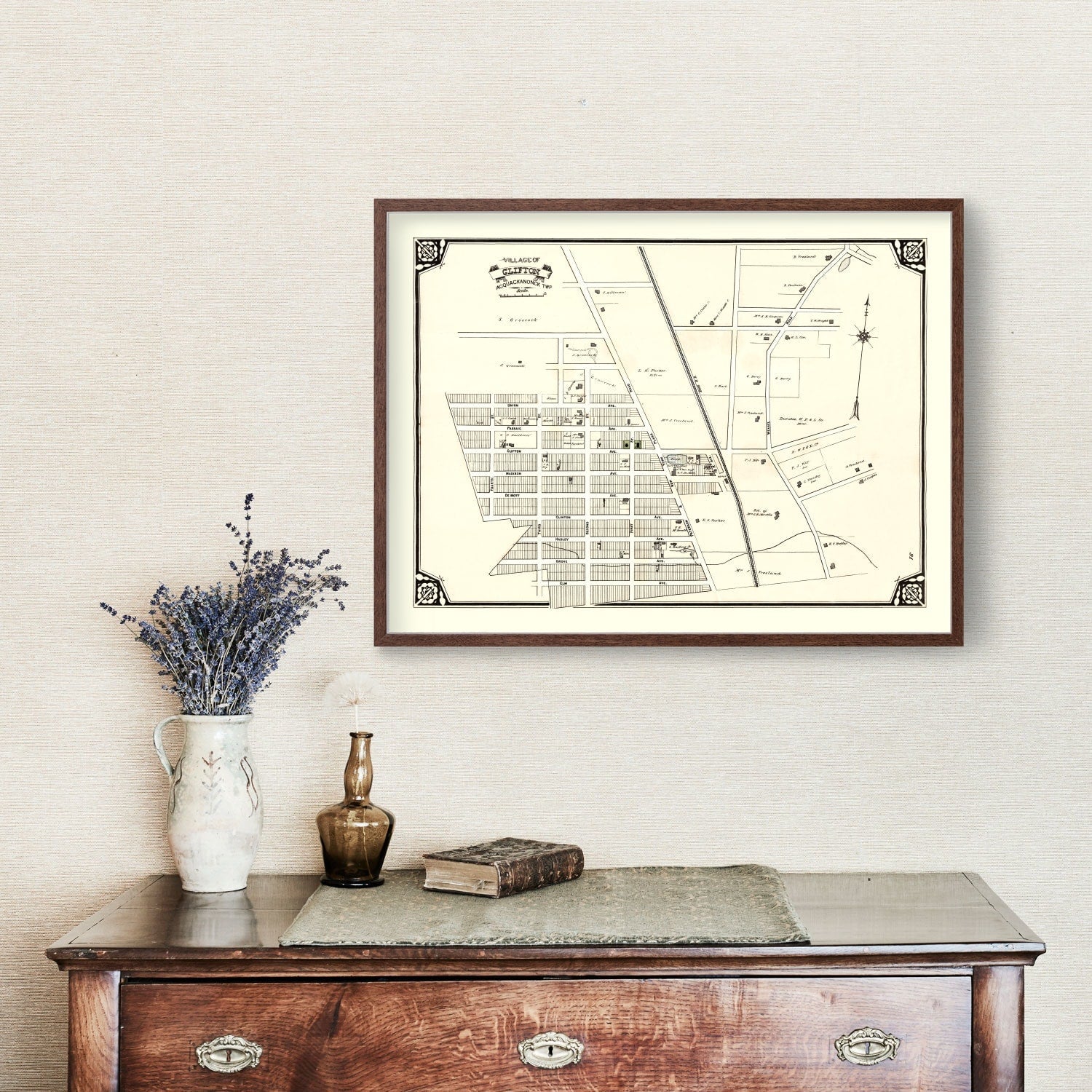 Vintage Map of Clifton, New Jersey 1877