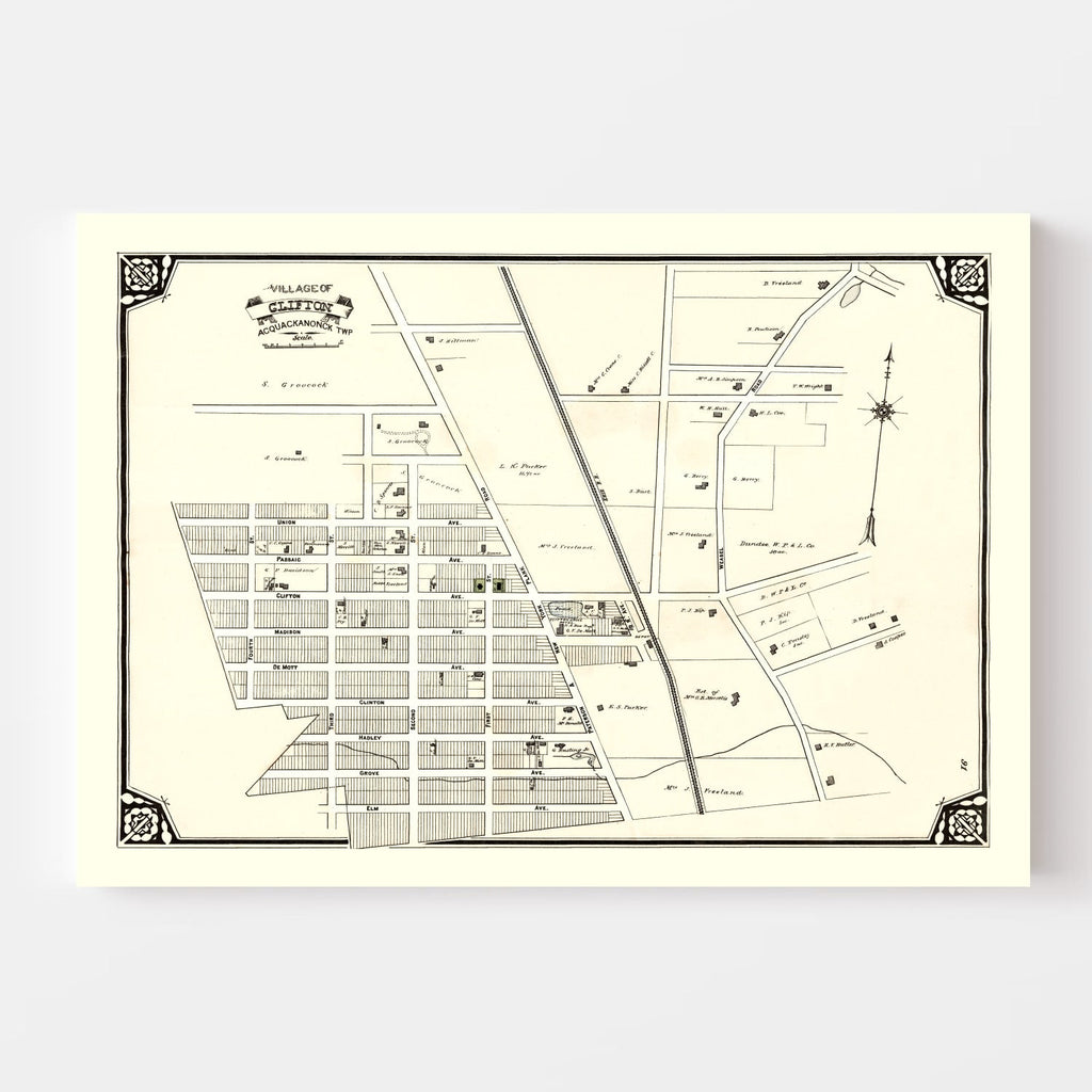 Vintage Map of Clifton, New Jersey 1877