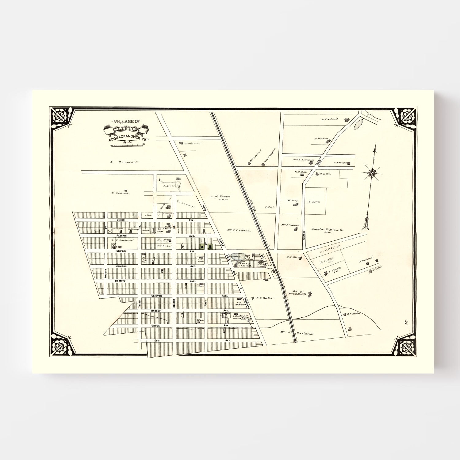 Vintage Map of Clifton, New Jersey 1877