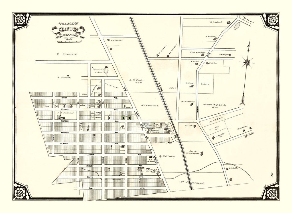 Vintage Map of Clifton, New Jersey 1877