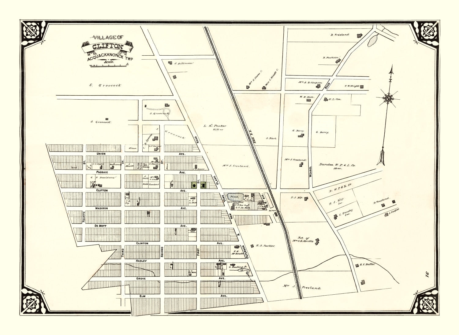 Vintage Map of Clifton, New Jersey 1877