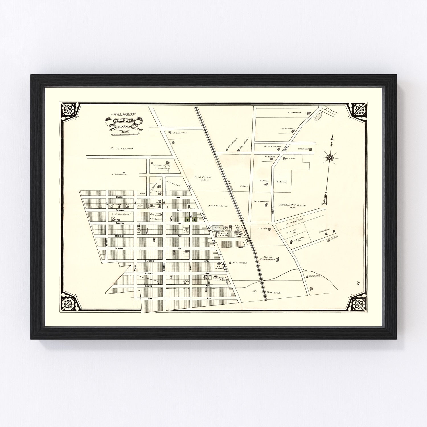 Vintage Map of Clifton, New Jersey 1877