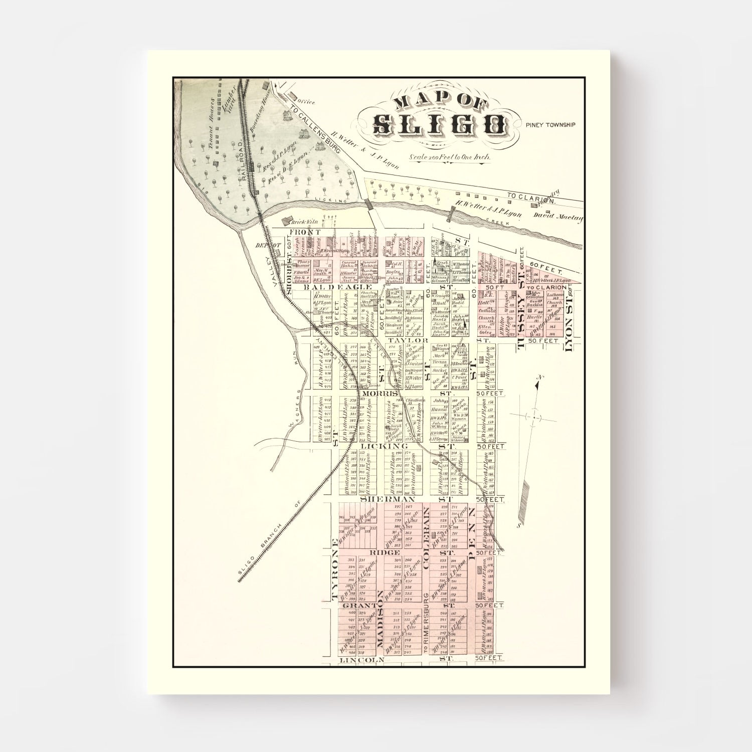 Vintage Map of Sligo, Pennsylvania 1877