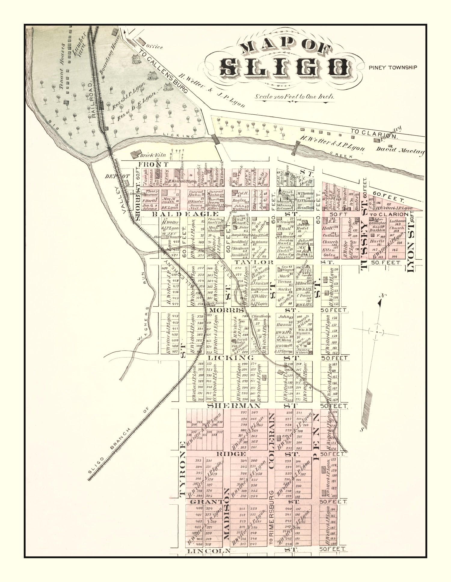 Vintage Map of Sligo, Pennsylvania 1877