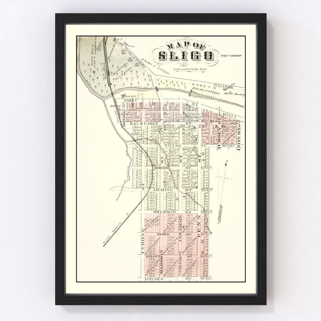 Vintage Map of Sligo, Pennsylvania 1877