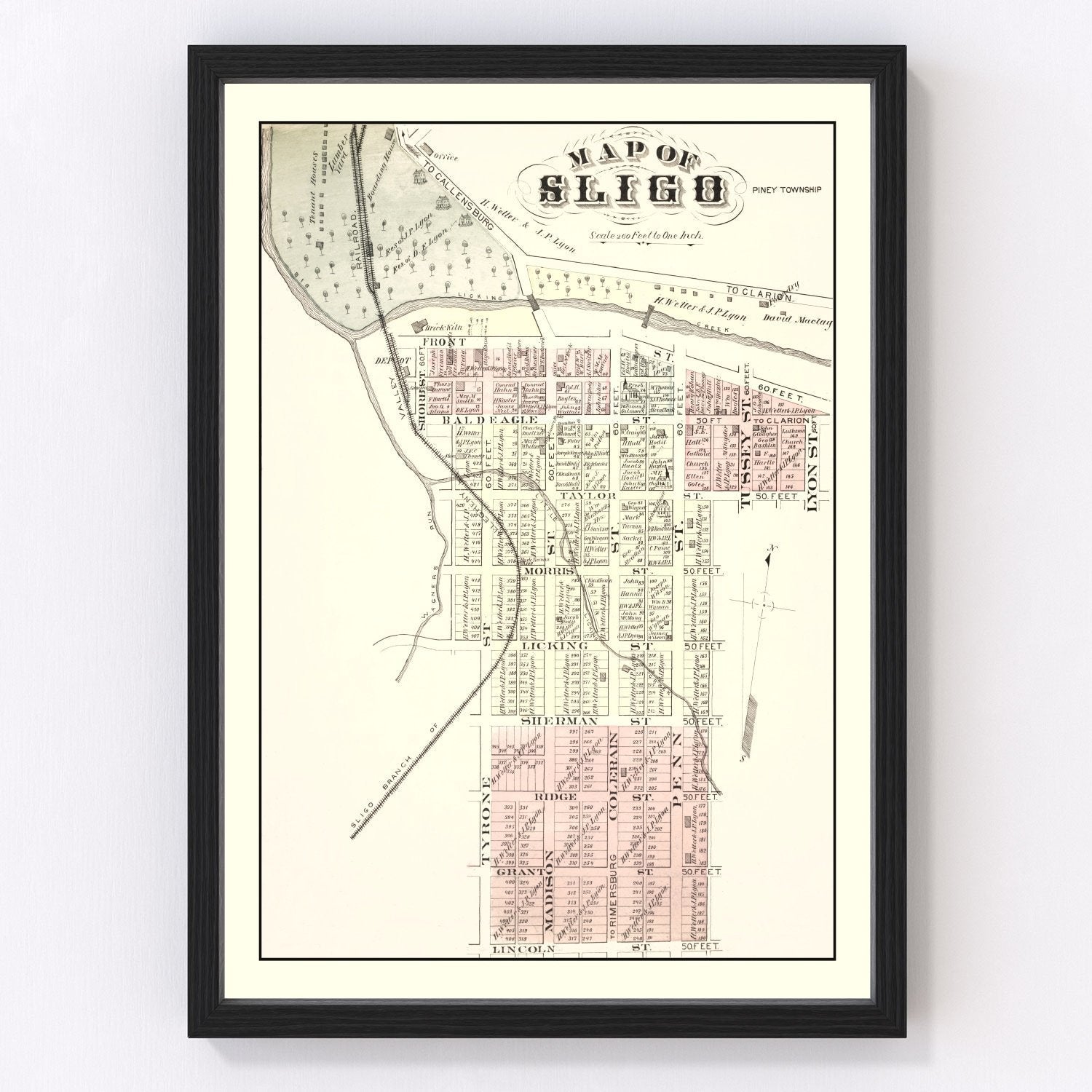 Vintage Map of Sligo, Pennsylvania 1877