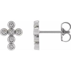 Platinum Imitation Cubic Zirconia Cross Earrings