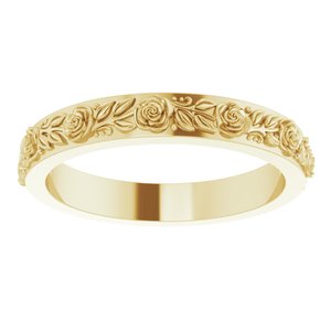 18K Yellow 3.4 mm  Floral Flat Band Size 8
